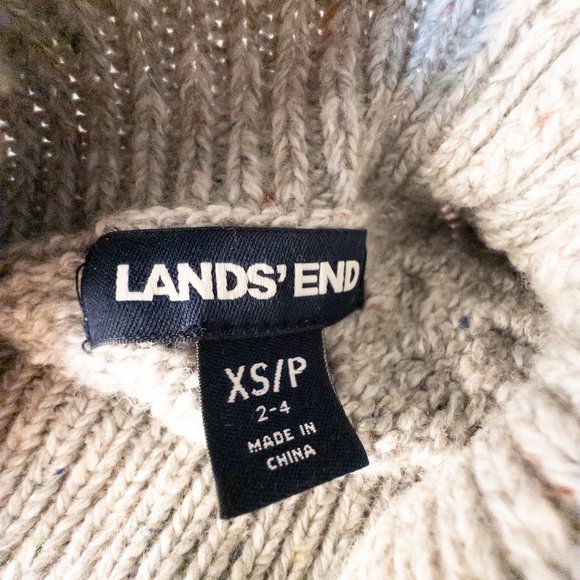Lands End Womens Size XS Sweater Grey Cable Knit Turtleneck Long Sleeve Wool New - Picture 7 of 10